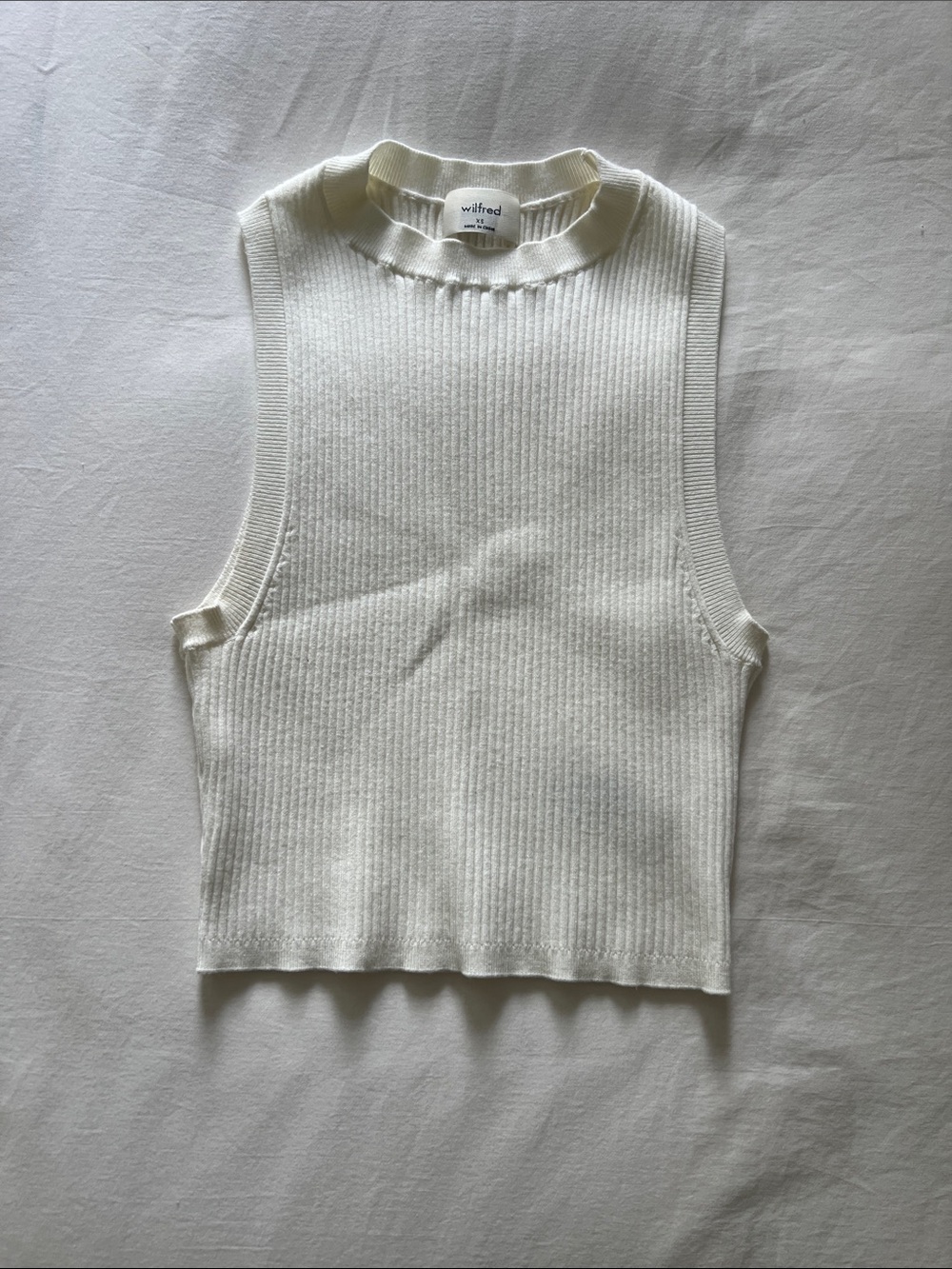 Aritzia Wilfred Ribbed Sleeveless Knit Tank in Cream Size XS